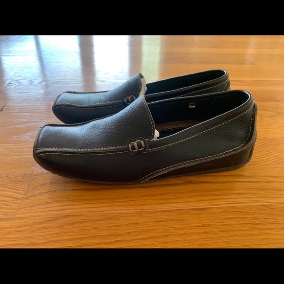 STREET WORK Womens Blue Leather Square Toe Slip-On Loafers Work Shoes Flats Sz 7 - Picture 3 of 12